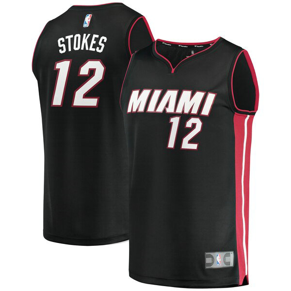 Camiseta Jarnell Stokes 12 Miami Heat Icon Edition Negro Hombre